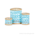 custom rattan plaited decorative and Blue Wrapped Hurricane